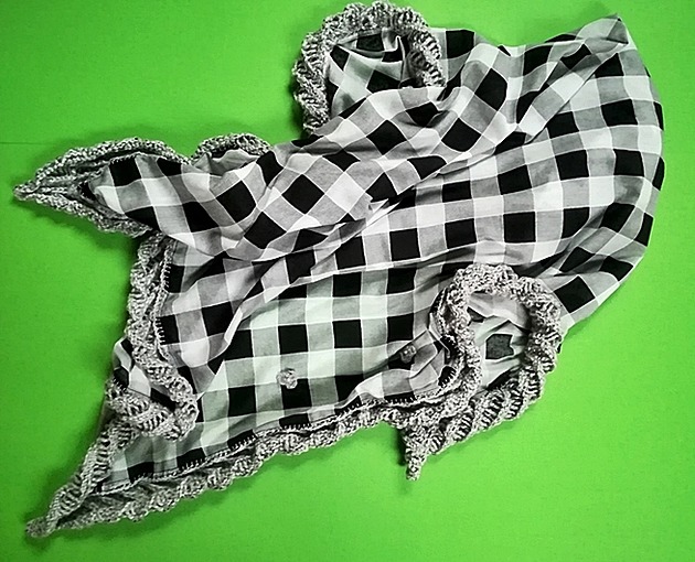 Chusta duża W Kratkę ZeStrychu Handmade