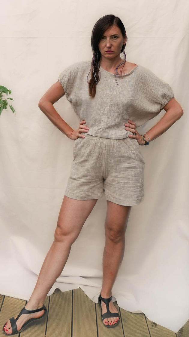 szorty damskie Szorty -  lniany muslin