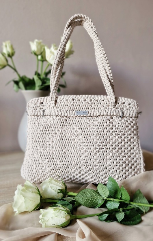 torby na ramię Torebka ze sznurka Classic - piaskowa