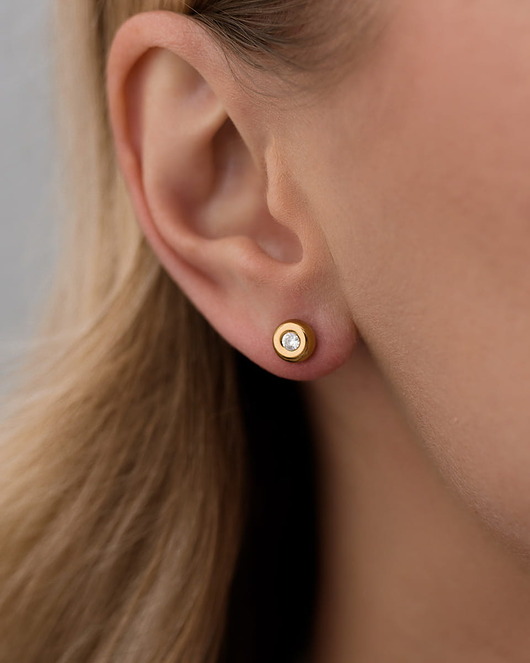 bransoletki - inne Złote kolczyki sztyfty z cyrkonią ze stali chirurgicznej premium Paraiso