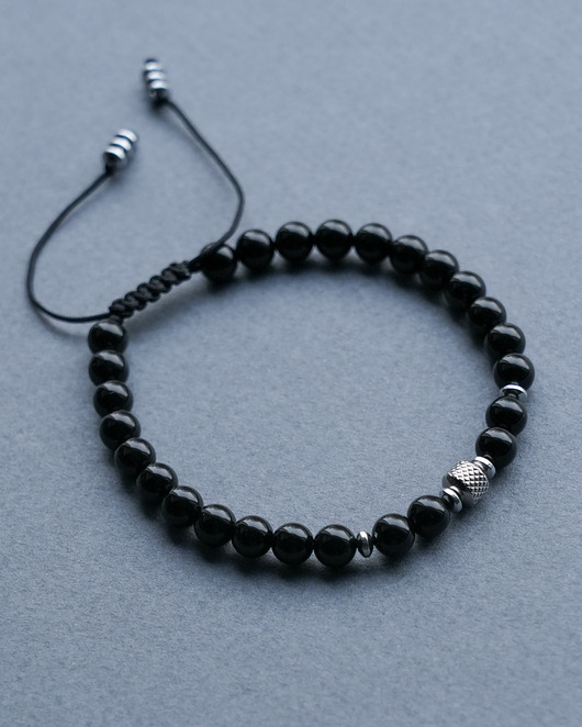 biżuteria męska Męska bransoletka z onyksu i stali