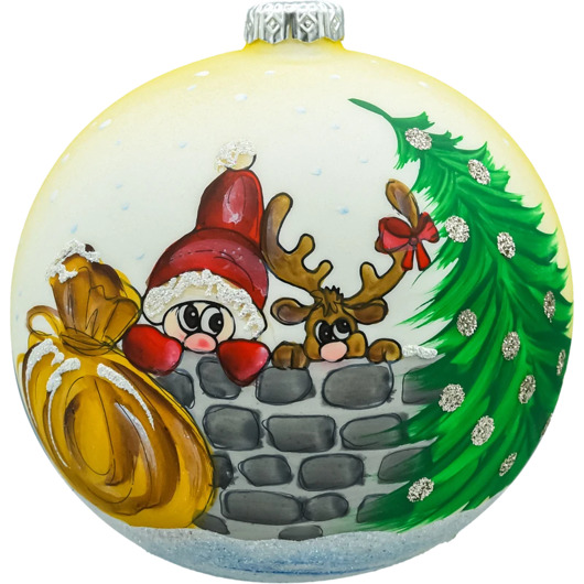 bombki Bombka okrągła: Mikołaj z reniferkiem