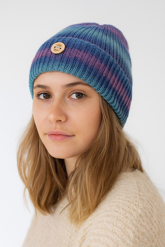 czapki damskie Kolorowa czapka przejściowa prążkowana beanie cienka 100% bawełna