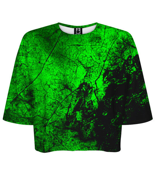 t-shirt damskie DR.CROW T-shirt Krótki CROP Green Wall