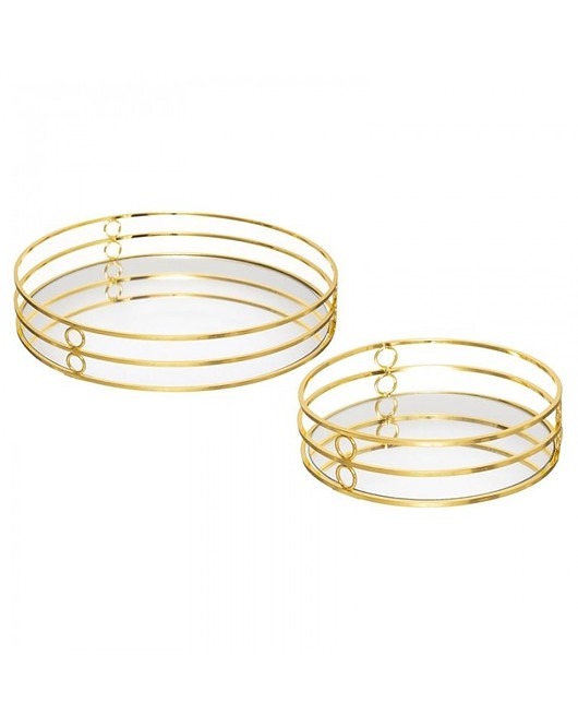deski do krojenia i tace Taca Okrągła 2 szt. Mirror Gold