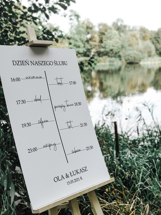 dodatki ślubne Plan dnia ślubu - tablica