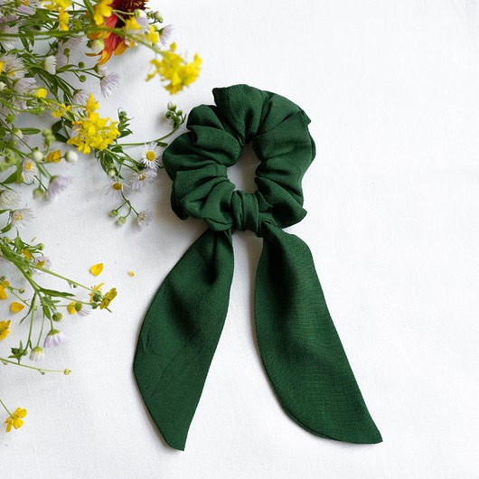 gumki do włosów Scrunchie/frotka Bow Butelkowa zieleń
