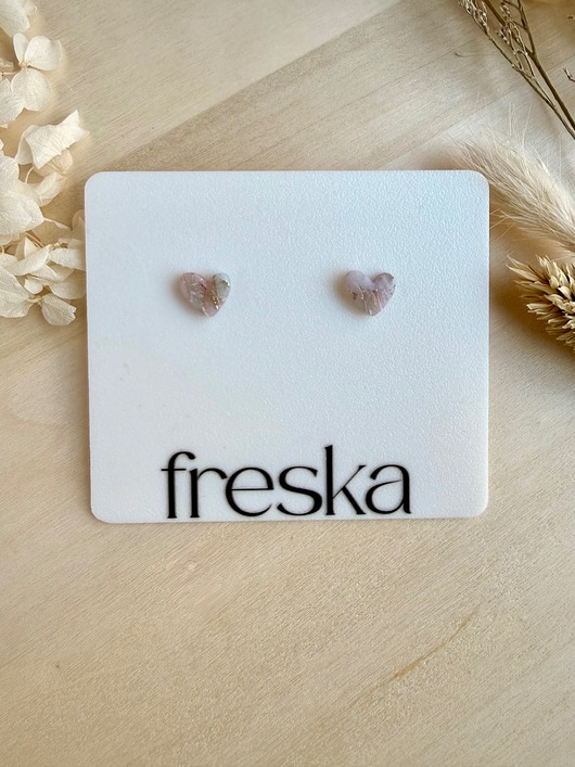 kolczyki z masy plastycznej Kolczyki Serduszka marmurki ze srebrem LIMITOWANE