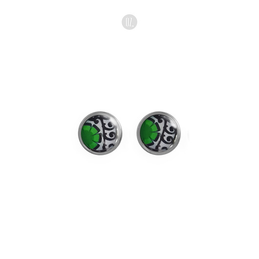 kolczyki z żywicy Kolczyki GREEN 7 mm - stalowe sztyfty