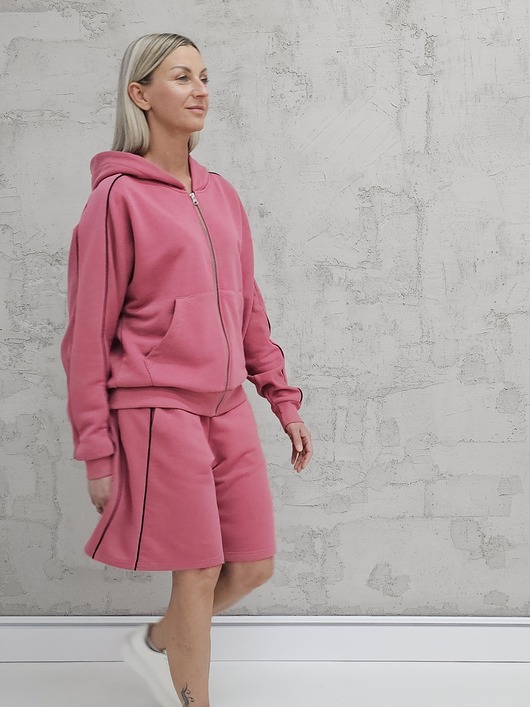 komplety damskie Dita komplet bluza na zamek i spodenki z lamówkamii Malaga