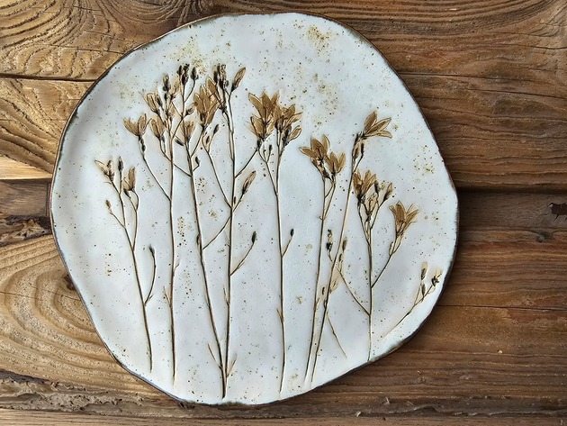 patery i talerze Patera ceramiczna z roślinami