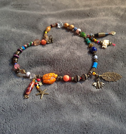 chokery Eklektyczny naszyjnik boho i vintage jedność w różnorodności mix-unikat