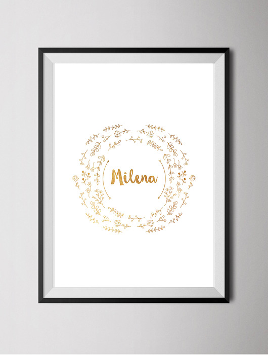 Personalizowany złocony plakat Wianuszek Old Soul Mood Prints