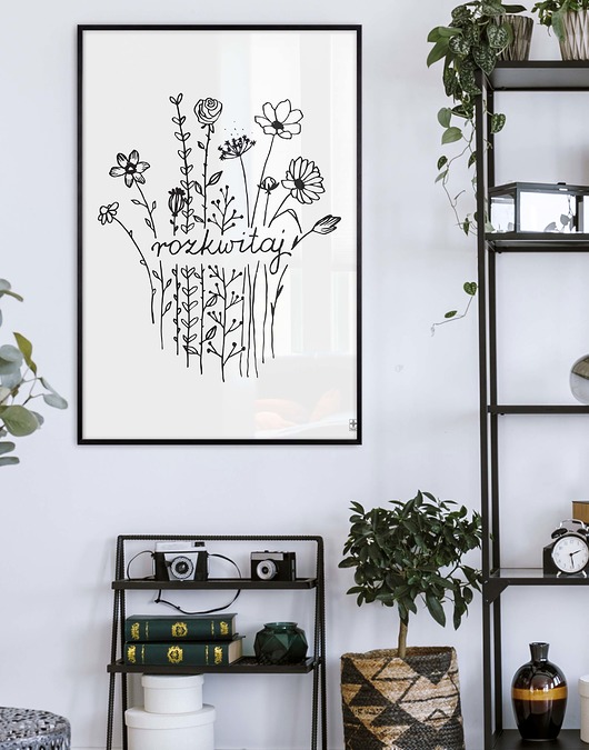 plakaty Plakat czarno biały line art