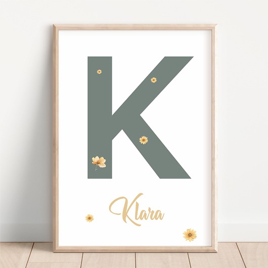 obrazy i plakaty do pokoju dziecięcego Plakat personalizowany z literą i imieniem