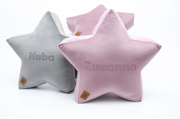 poduszki do pokoju dziecka Poduszka dekoracyjna gwiazdka, gwiazda velvetowa z imieniem