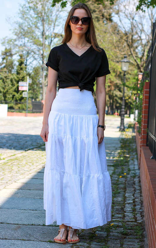 spódnice maxi Spódnica maxi biała Sara XS  S