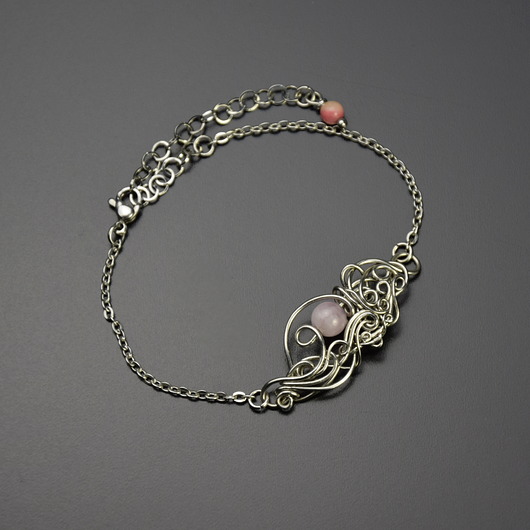 bransoletki wire wrapping Bransoletka kunzyt wire wrapping stal chirurgiczna