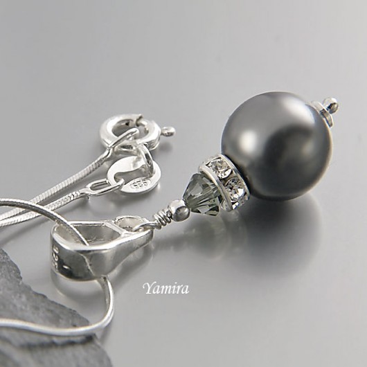 kryształ Swarovski Dark Grey pearl exclusive - wisior yamira