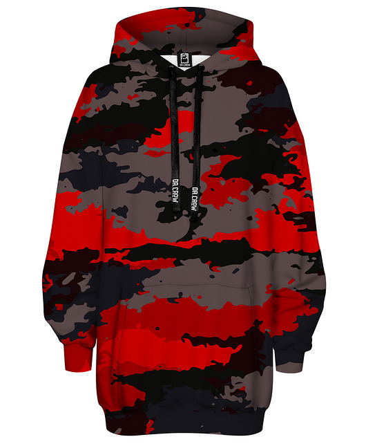 bluza z kapturem damska Bluza Oversize Tunika DR.CROW Moro Black Red