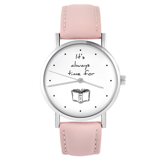 zegarki damskie Zegarek - Time for a book - różowy, skórzany