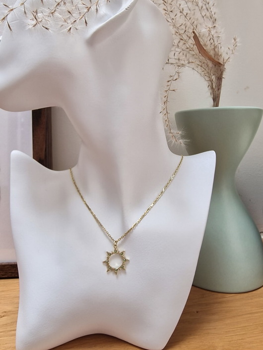 złote naszyjniki Pozłacany naszyjnik słońce, GREEN PERYDOT