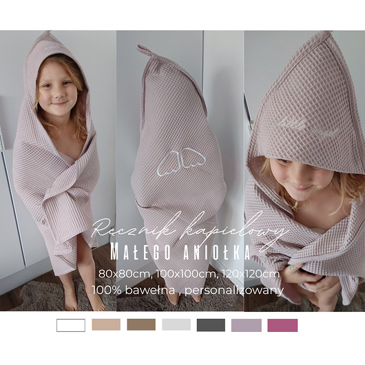 przewijaki i ręczniki dla dzieci Ręcznik kąpielowy małego aniołka personalizowany (rozmiary, kolory)