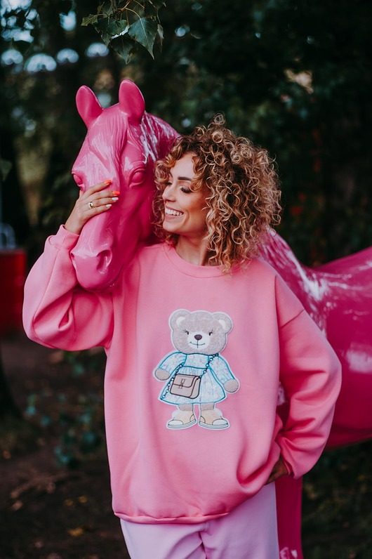 bluza z kapturem damska Bluza oversize Emily Teddy dla mamy i taty