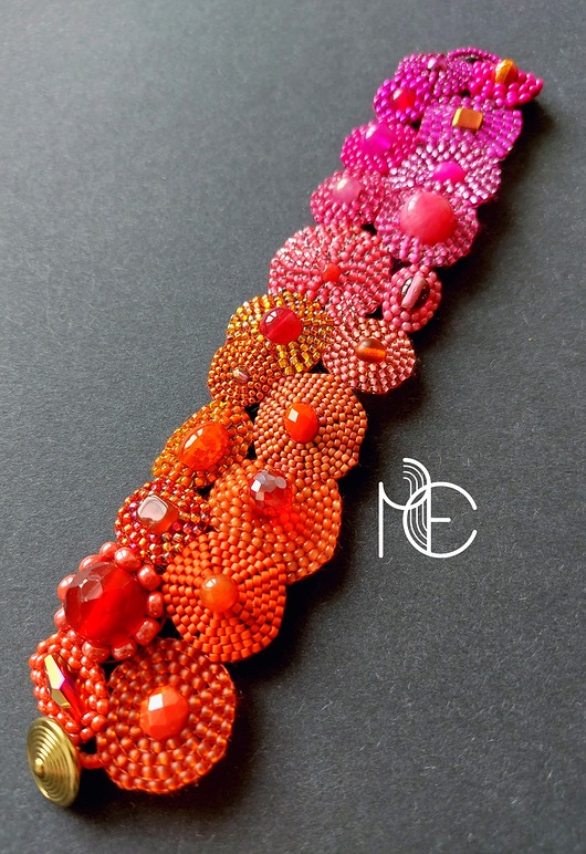 bransoletki z kamieni naturalnych Bransoleta fuksja pomarańczowa