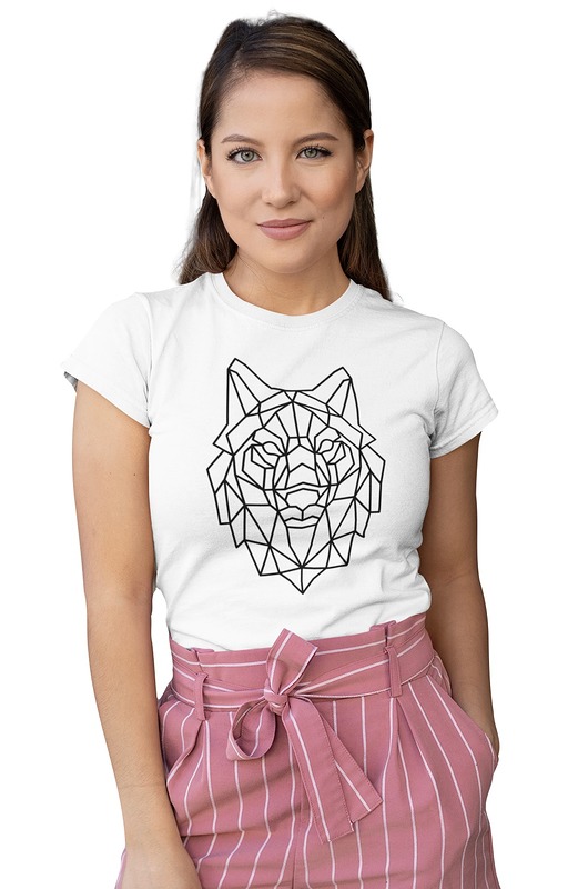 t-shirt damskie koszulka wilk geometryczny