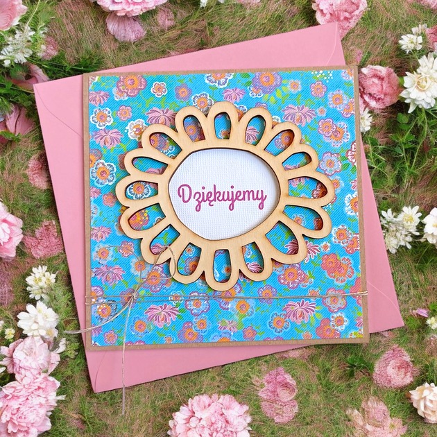 kartki scrapbooking Dziękujemy : PODZIĘKOWANIE : kartka handmade : kwiatki blue