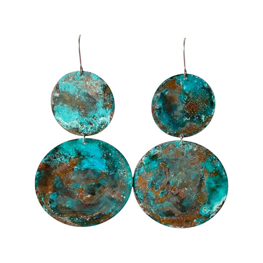 kolczyki z miedzi Duże kolczyki podwójne koła z miedzi