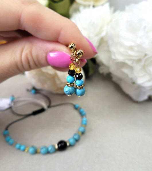 kolczyki z kamieniami Kolczyki na sztyftach z Turmalinem