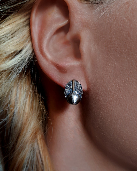 kolczyki srebrne Kolczyki Sfera srebro ze złotem  Kolekcja RAW