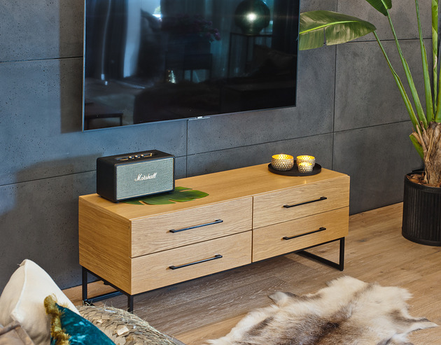 Szafka RTV z szufladami pod telewizor Papierówka Simple form of furniture