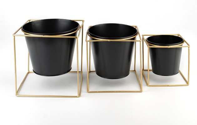 Kwietnik Osłonka Metalowa Black S MIA home