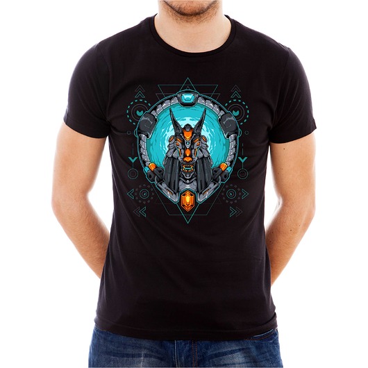 t-shirty męskie Koszulka organiczna z nadrukiem Robot Anubis