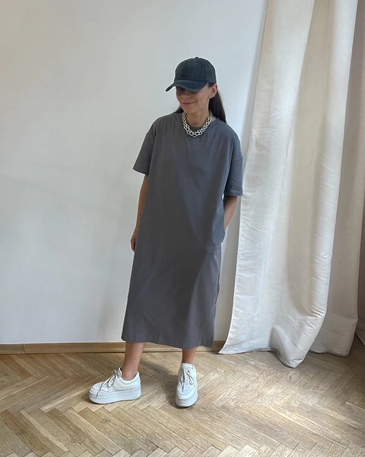 sukienki midi damskie SUKIENKA STATEMENT grey