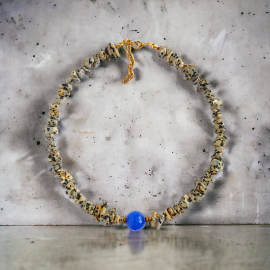 chokery Naszyjnik - choker : jaspis dalmatyński & jadeit chabrowy