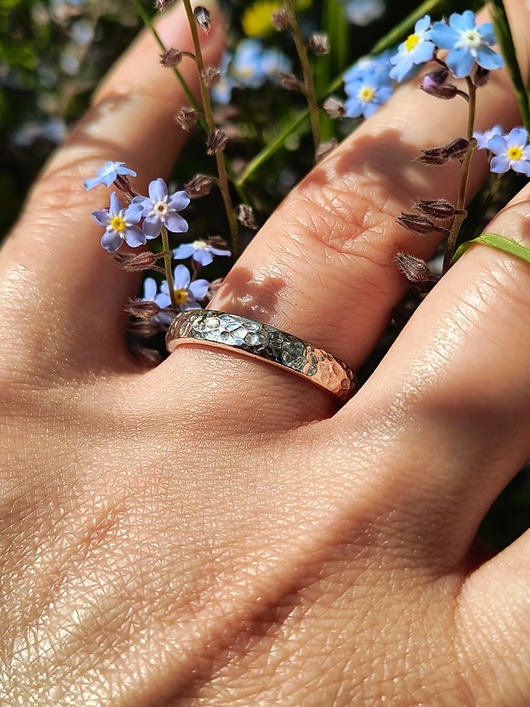 obrączki Obrączka młotkowana Drop srebro 925