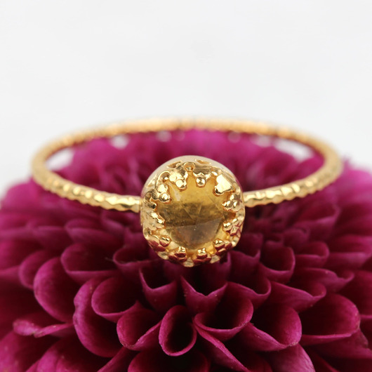pierścionki złote Złoty pierścionek Petite z cytrynem w stylu Vintage