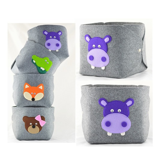 Pudełko na Zabawki - Hipopotam na Szarym Green Sheep