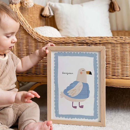 obrazy i plakaty do pokoju dziecięcego Plakat Mewa Bonjour - Plakaty Na Ścianę Dla Dzieci