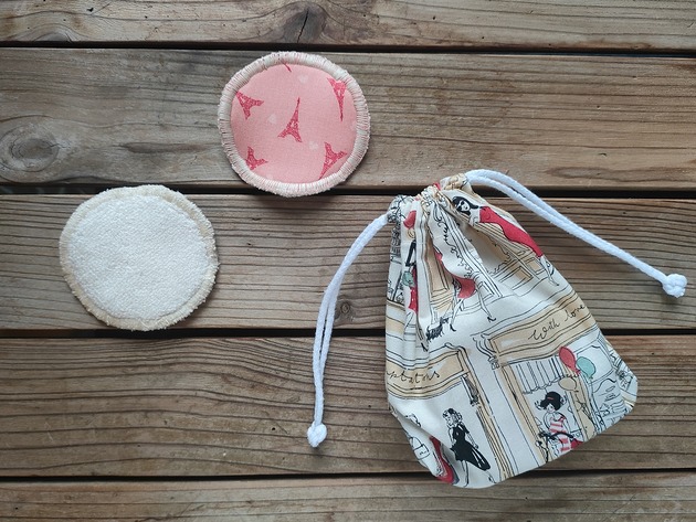 tekstylia - różne Waciki zero waste - 10szt. z woreczkiem - Paryż