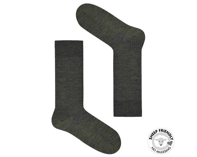 skarpetki męskie Skarpetki w prążki z wełny merino w kolorze khaki
