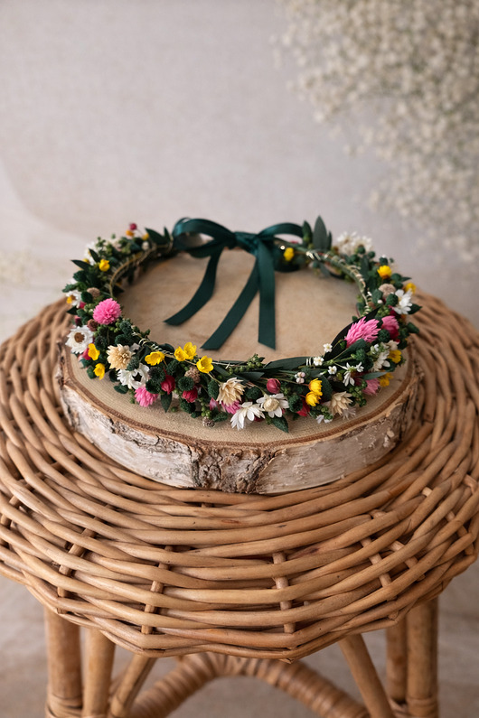 Ślubne ozdoby do włosów Wianek na głowę suszki mix