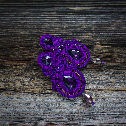 kolczyki soutache Fioletowe - kolczyki sutasz