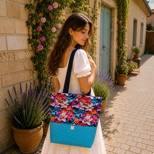 torby na ramię Torba shopper na zakupy wodoodporna shopperka torba na ramię kwiaty