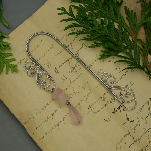 zakładki do książek Oryginalna różowa zakładka do książki kwarc wire wrapping