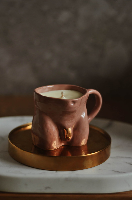 świece zapachowe Świeca sojowa ADAM ART GOLD CERAMICZNA Z USZKIEM 140 ML